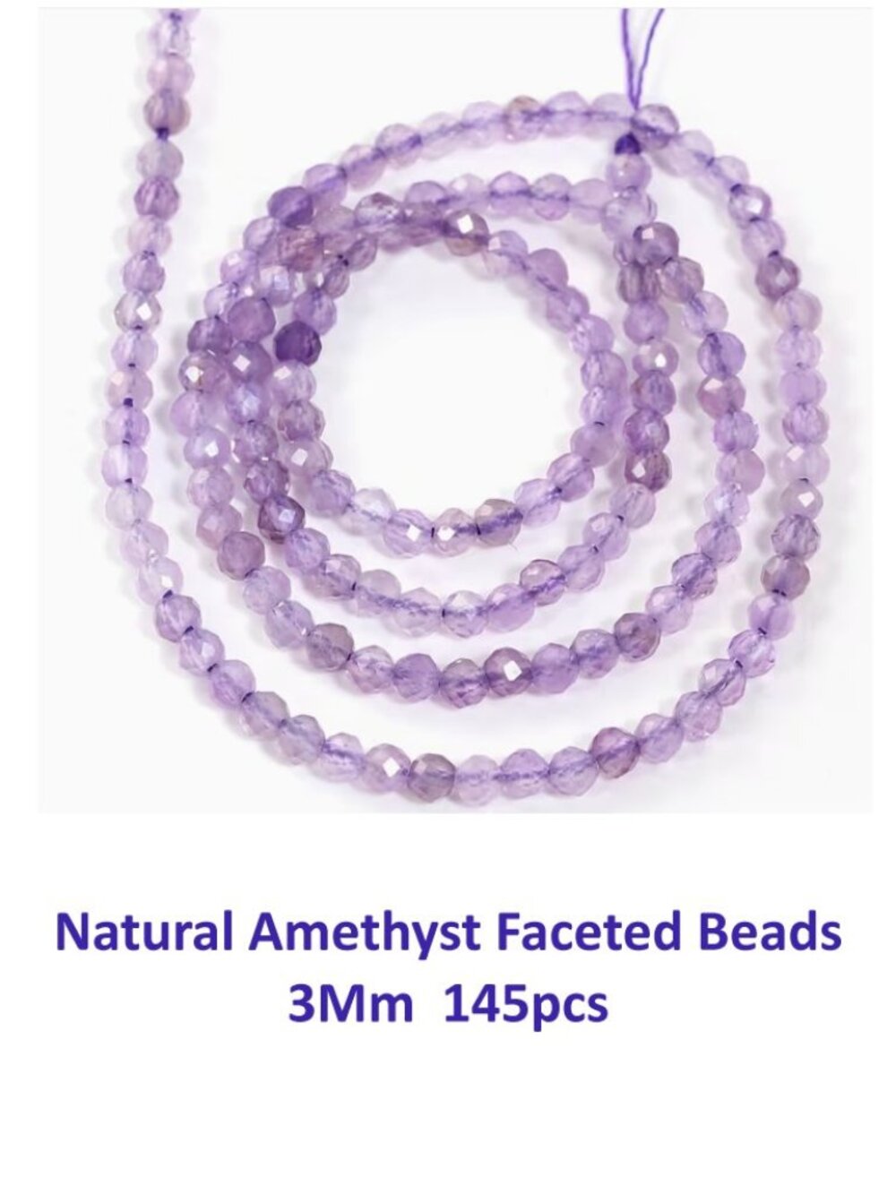  Natural Stone Faceted Amethyst Round Beads  3mm Light Color